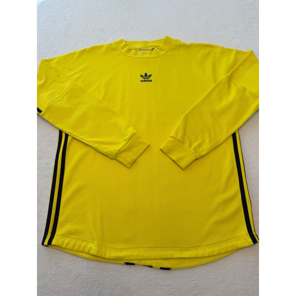 Adidas Originals Mens Yellow Long Sleeve Jersey Trefoil 3-Stripe Top Size Medium
